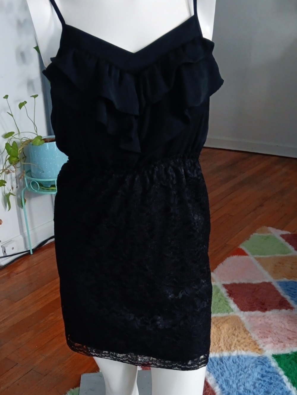 Xhilaration Black Ruffle Lace Mini Dress